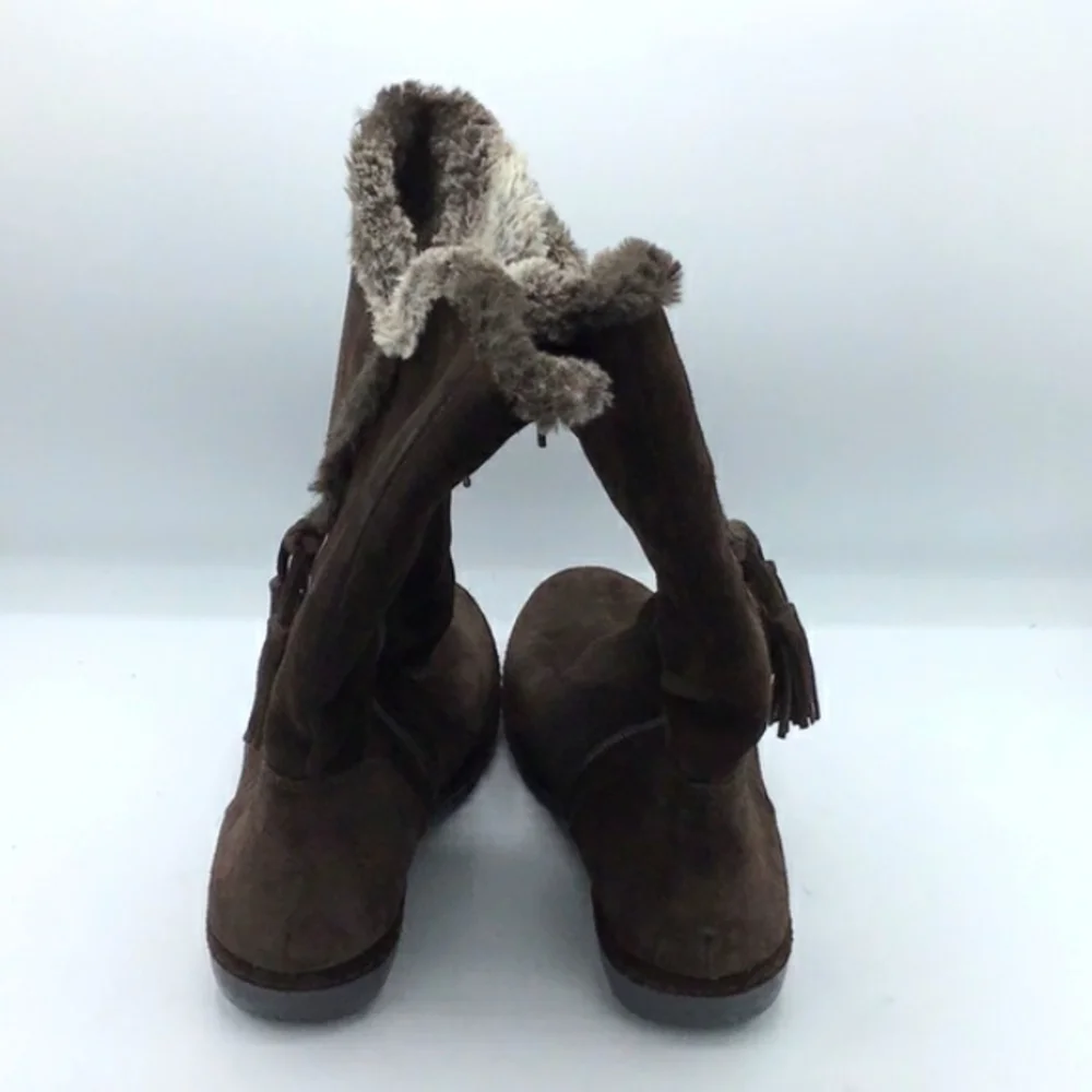 Stewart Weitzman Furlure Brown Sport Suede Shearling Boots Size 9 M